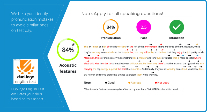 duolingo speaking rate, det practice platform, Duolingo Test preparation, duolingo acoustic features, speaking skills