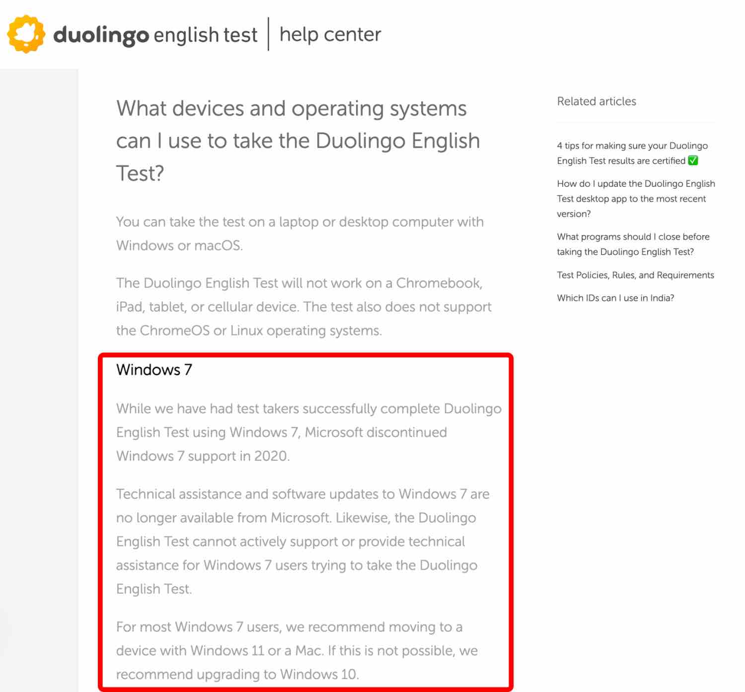 DET window 7, Duolingo English Test, DET frequently asked questions, DET Practice Website, DET Preparation materials