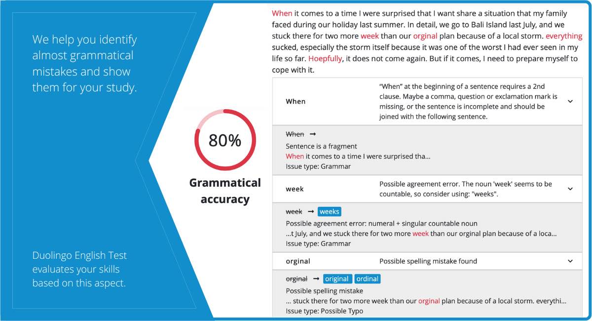 DET grammatical accuracy, duolingo English test, DET Practice Platform, det ready, det ready practice