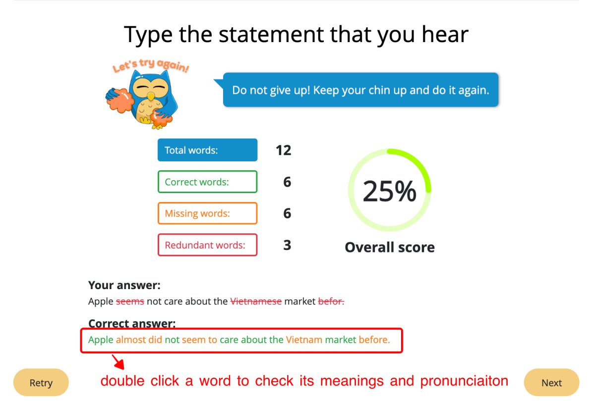 DET Listen and Type feedback, duolingo English test, DET Practice Platform, det ready, det ready practice