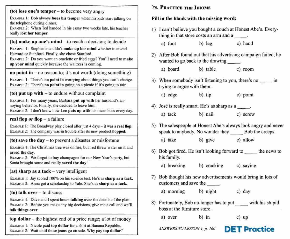 using DET collocations, duolingo English test, det ready practice, duolingo test preparation, DET Practice Platform