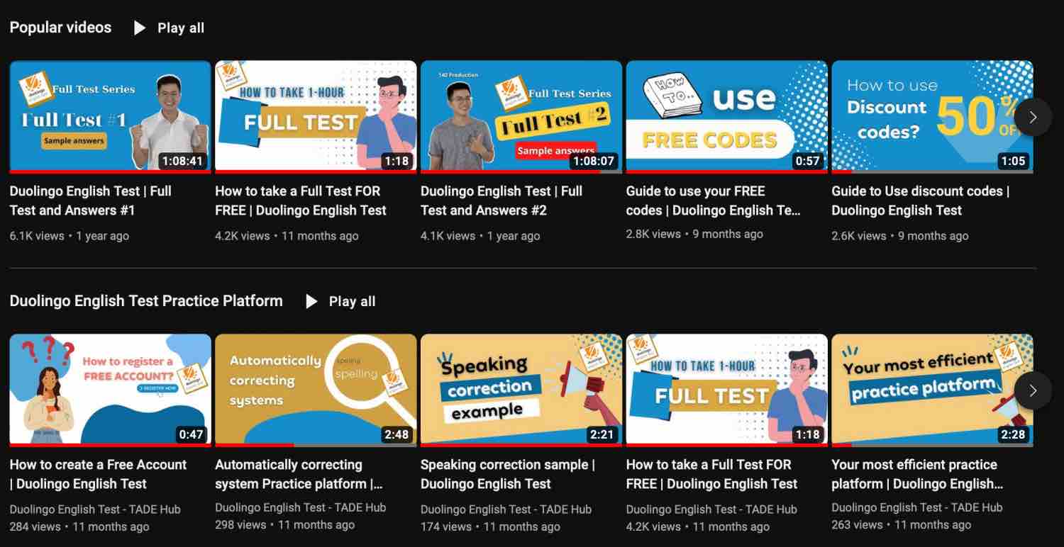 Youtube DET materials, DET Practice Platform, DET Ready, Duolingo English Test, DET Preparation course