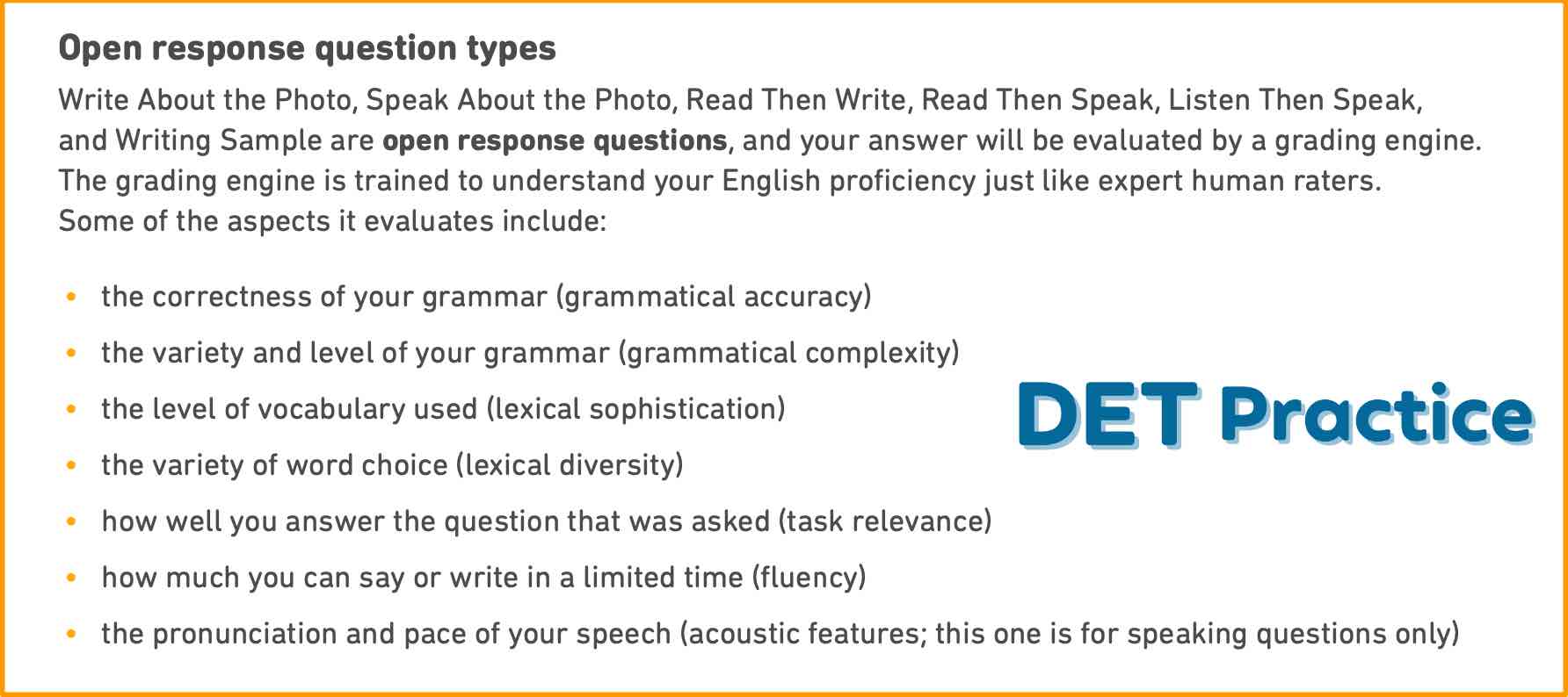 DET Ready open answers, duolingo English test, det ready, det ready practice, det practice materials, duolingo test preparation