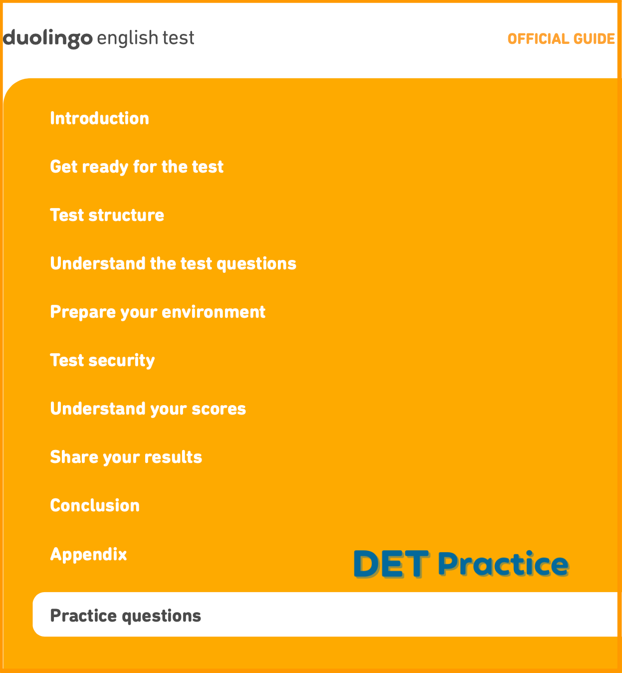 DET Ready Study Guide, duolingo English test, det ready, det ready practice, det practice materials, duolingo test preparation