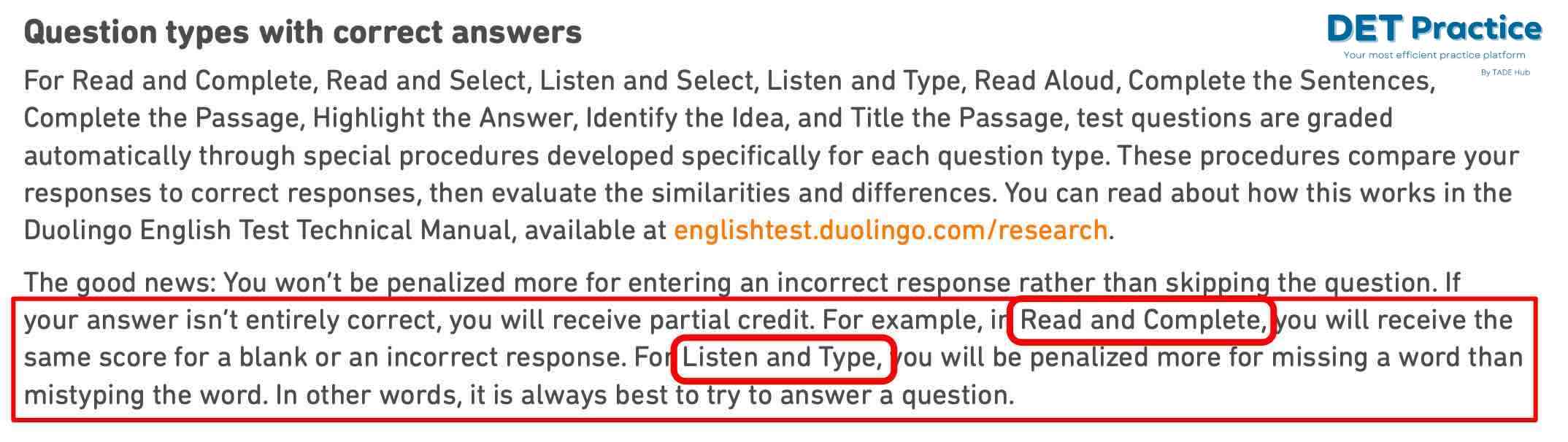 duolingo scores explanation, det practice platform, Duolingo Test preparation, read and complete, listen and type, duolingo question type