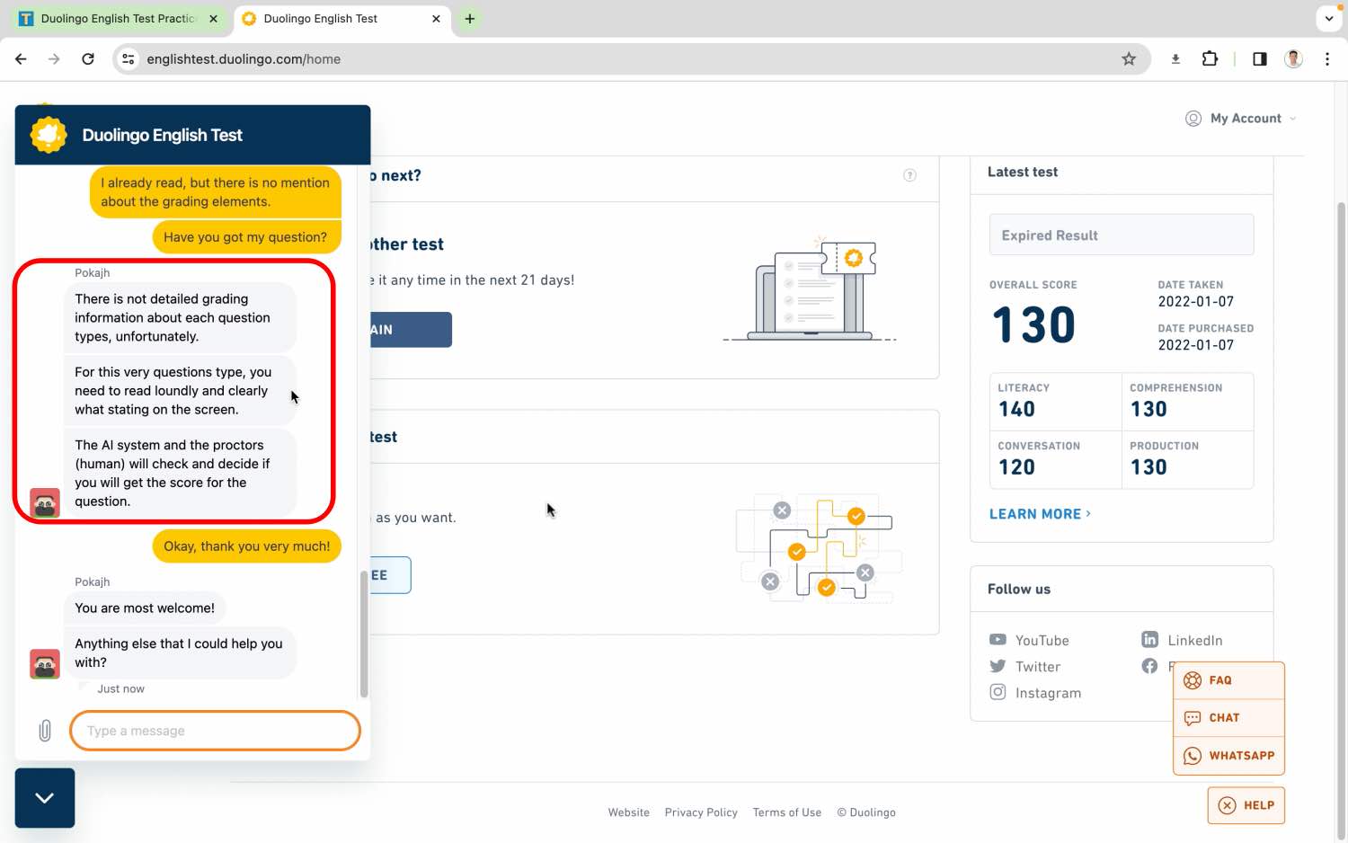 Read Aloud confirmation, det practice platform, Duolingo Test preparation, interactive reading, duolingo question type