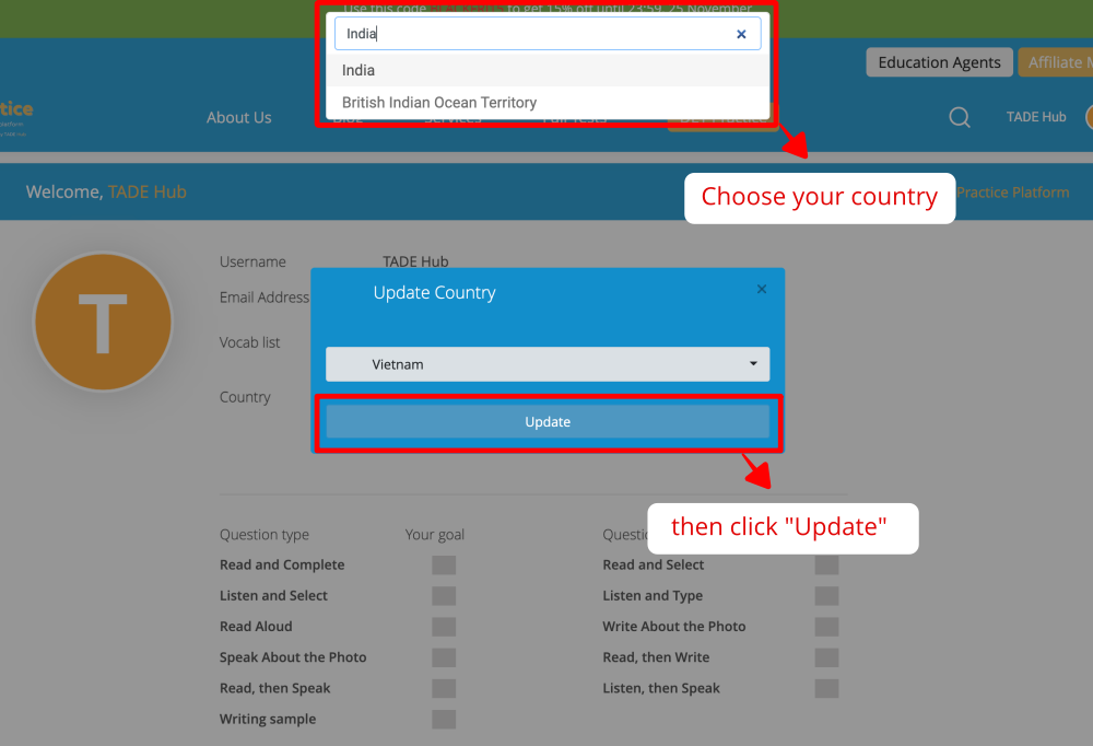 Update DET country, DET Practice Platform, DET Ready, DET Ready Practice, Duolingo English Test