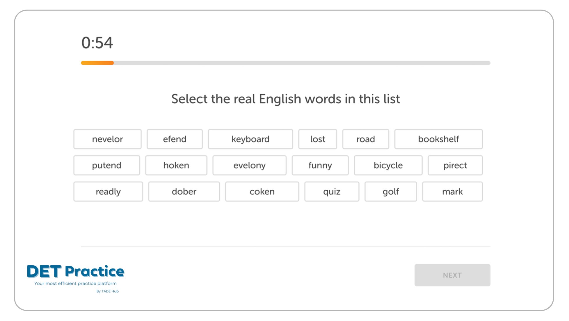 duolingo read and select, Duolingo English test practice, Duolingo test preparation, question type, choose correct words