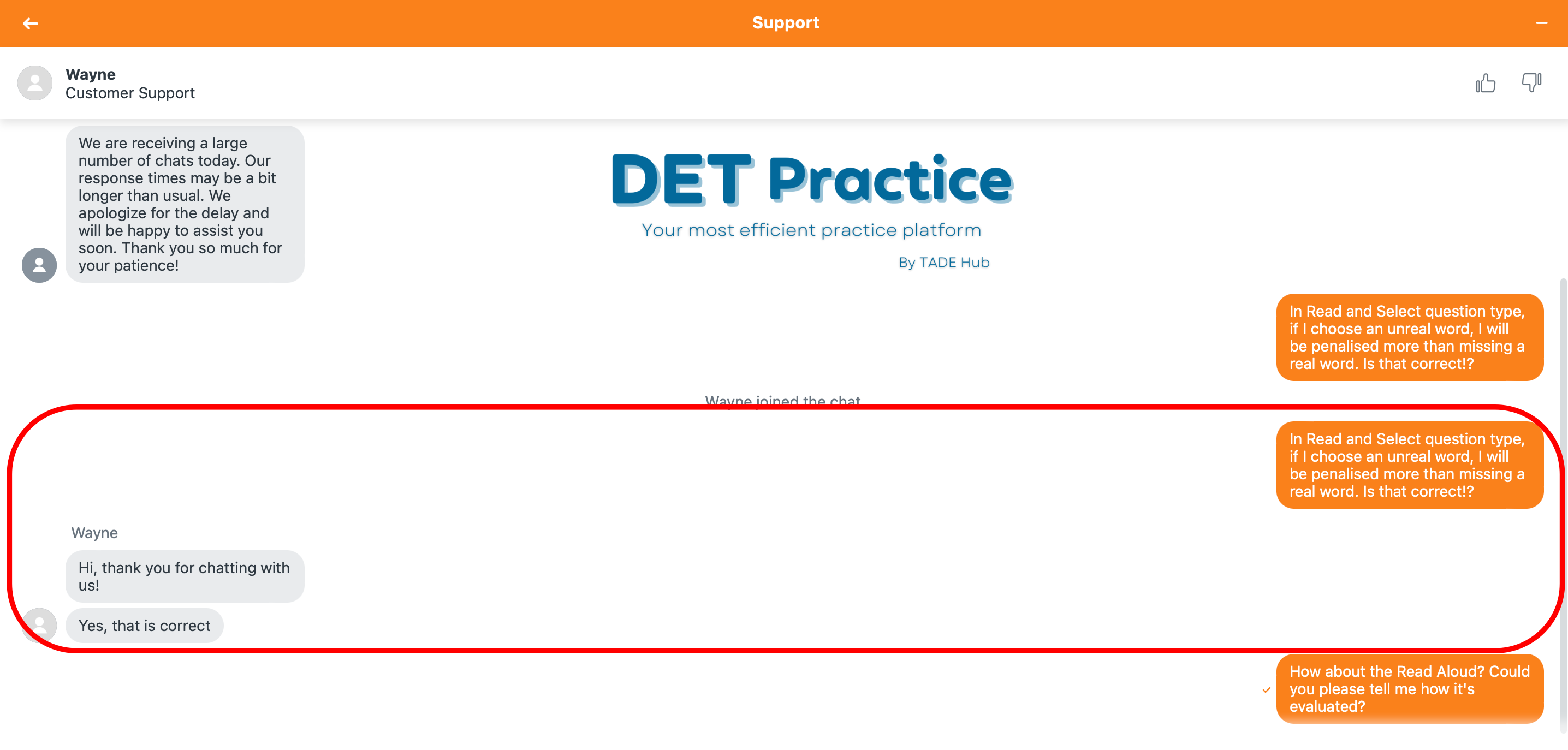read and select score explanation, det practice platform, Duolingo Test preparation, question type