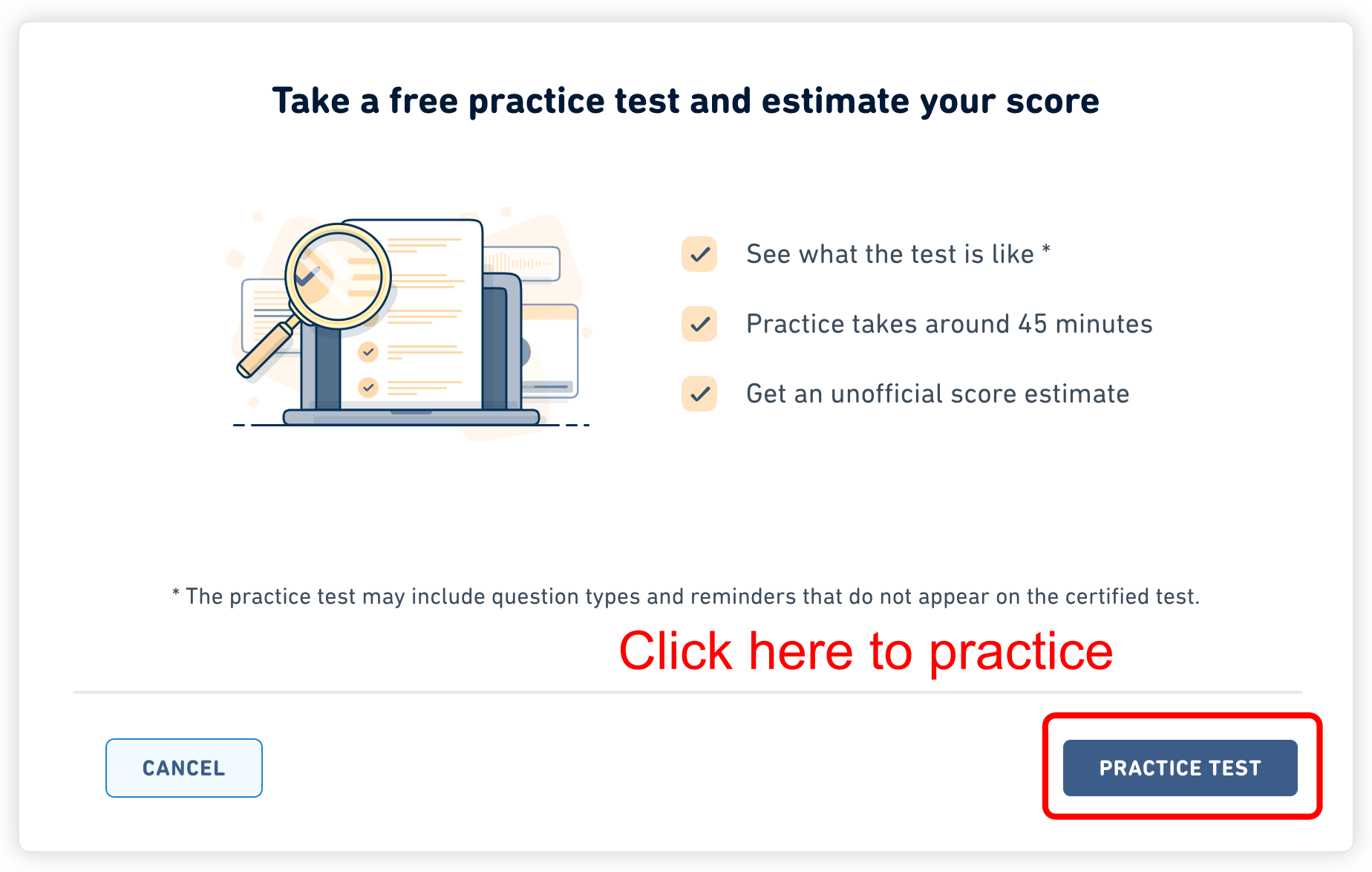 DET 45 practice test, det practice platform, Duolingo Test preparation, English practice test