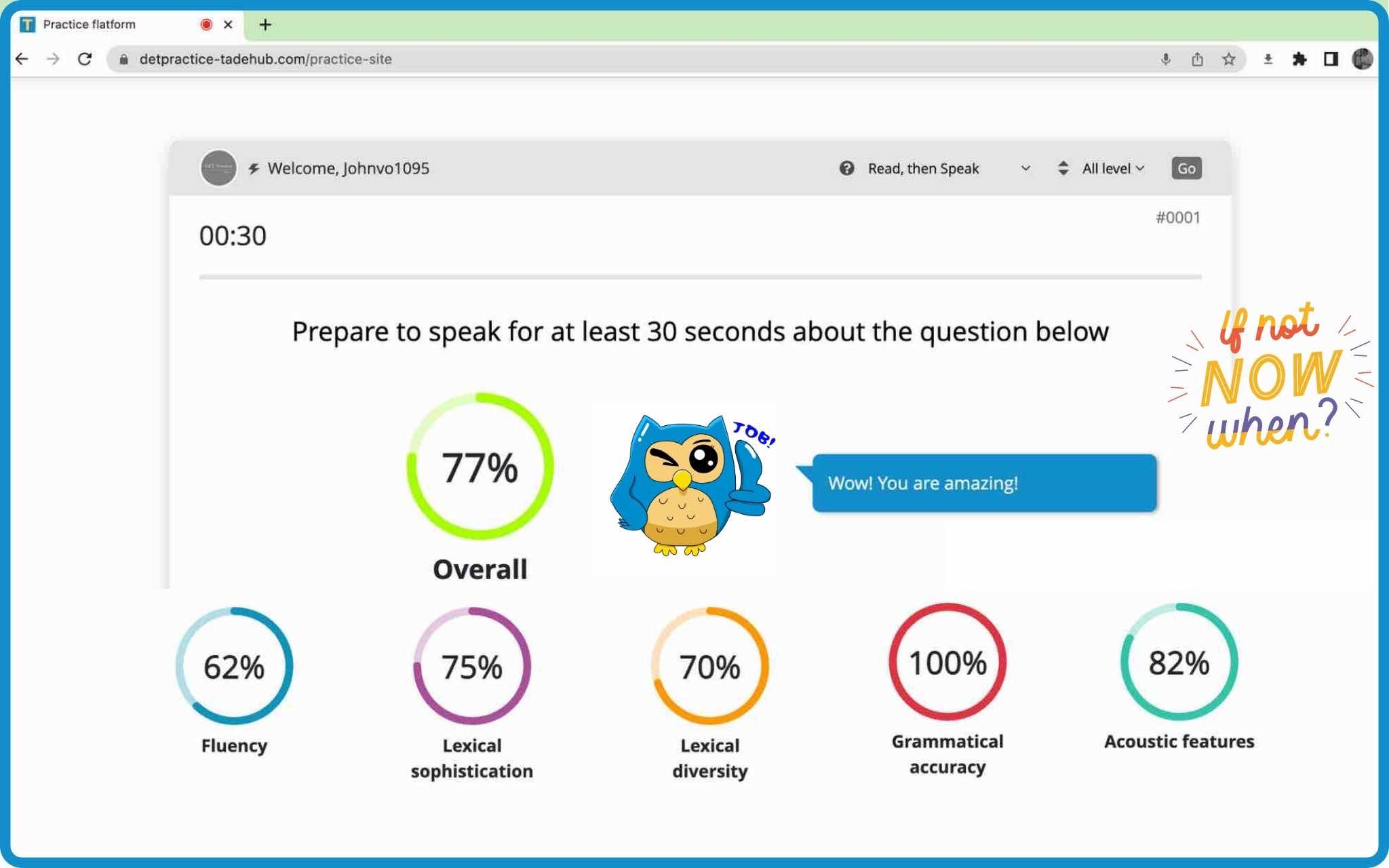 duoling grading aspects, det practice platform, Duolingo Test preparation, grading aspects, acoustic features feedback