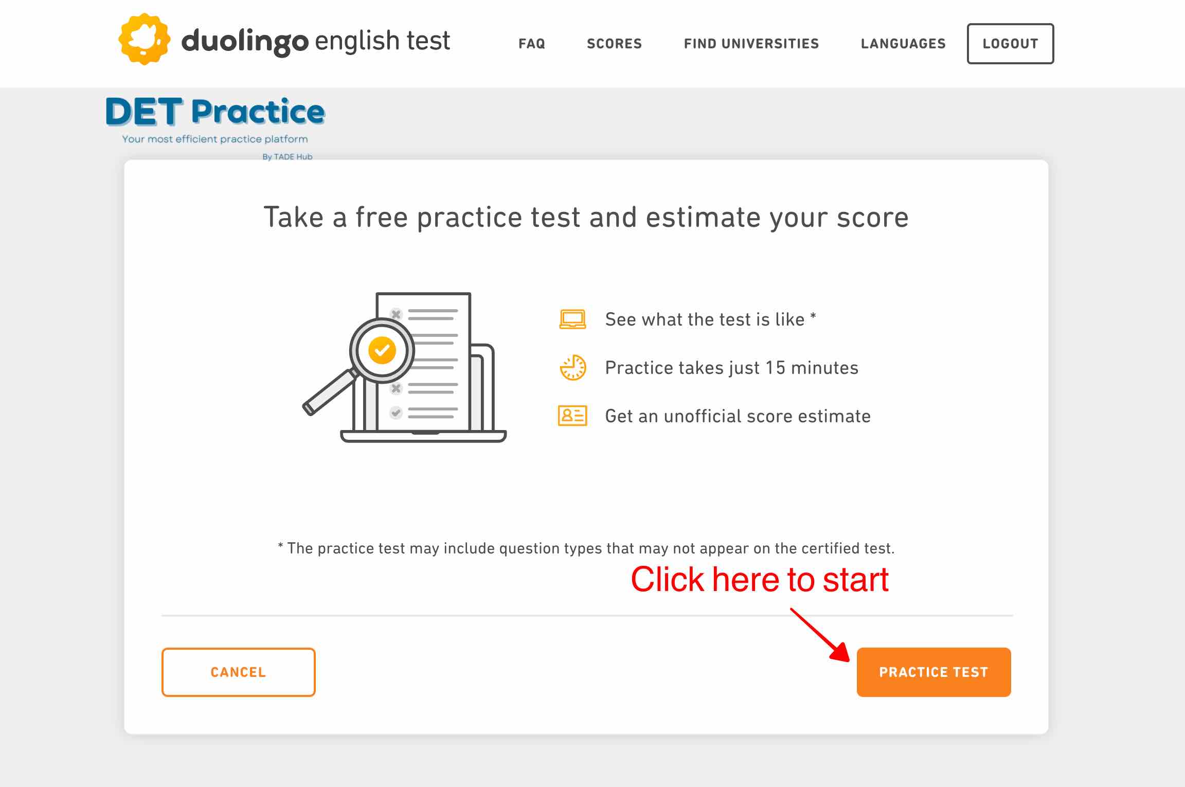 duolingo-english-practice-test, det practice platform, Duolingo Test preparation, det admission process