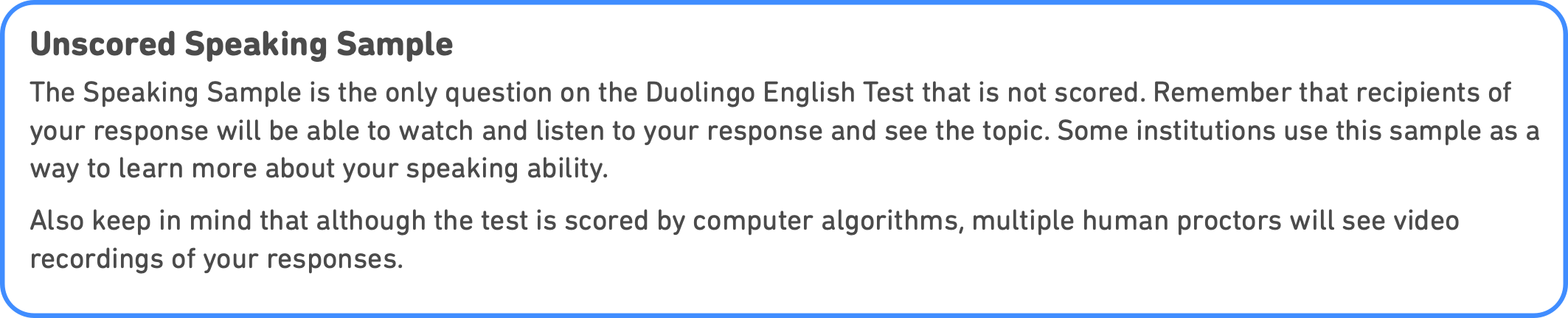 Duolingo question scored explanation, det practice platform, Duolingo Test preparation, question types explain
