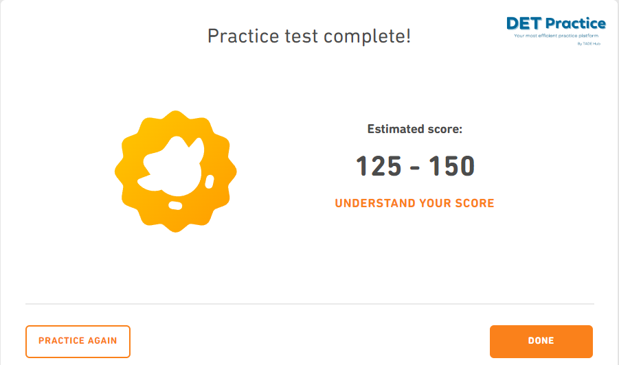 duolingo practice estimated score, det practice platform, Duolingo Test preparation, English practice test