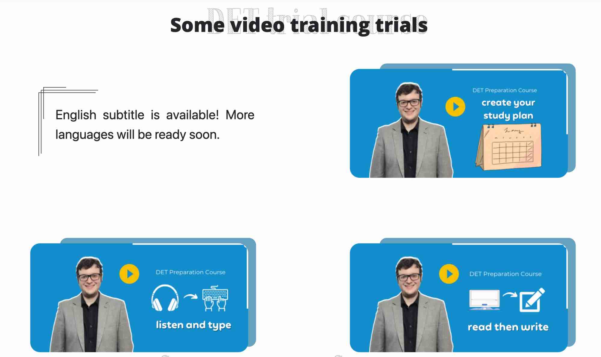 DET trial lessons, Duolingo English, Test, DET Practice Platform, DET Preparation course, Duolingo English Test course