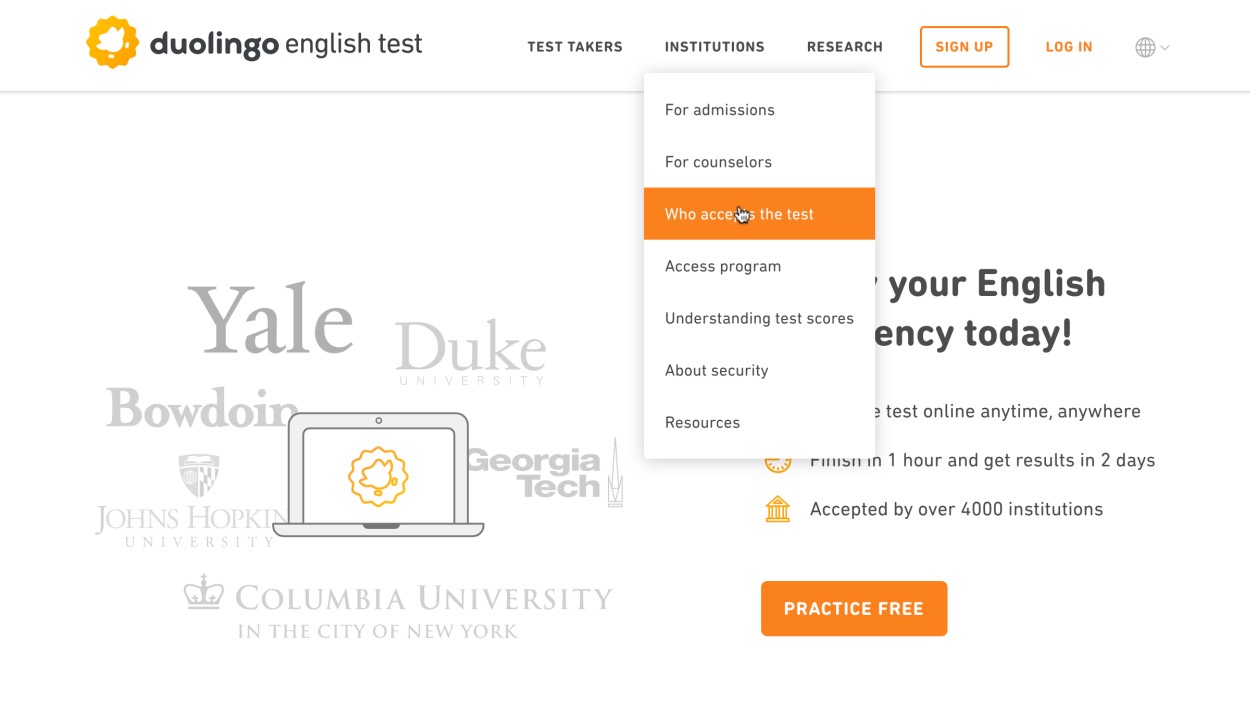Duolingo English Test universities, duolingo English test, DET Ready, DET Practice Platform, DET Practice questions
